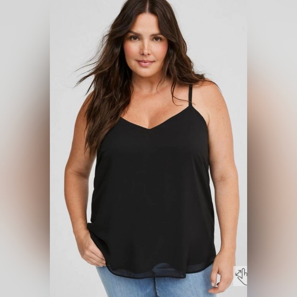 Torrid Black Sophie Chiffon Double Layer Swing Cami Tank 1X 14 16